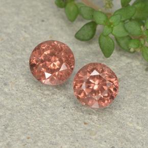 Pedras preciosas de granada malaia laranja natural de 1,24 ct, corte redondo, VS
