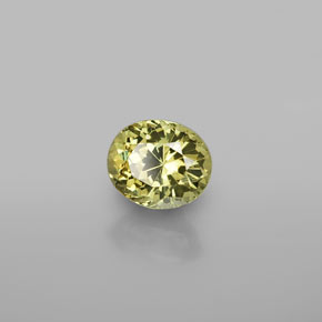 Pequena Garnet Verde Dourado Natural 1.21ct, Corte Oval, VS
