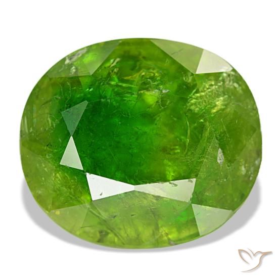 Granada do mali verde natural 15,40ct, corte oval, SI-I1