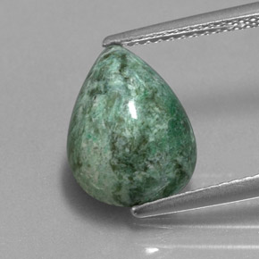 Maw-sit-sit verde natural 4,70ct, formato de pêra, opaco