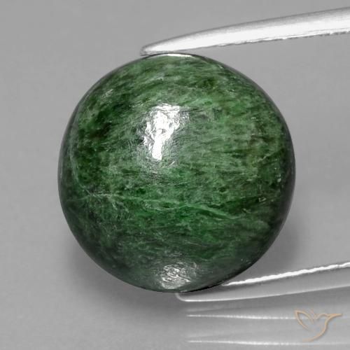 Maw-sit-sit verde natural 9,64ct, corte redondo, opaco
