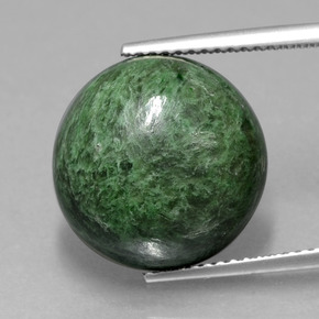 Maw-sit-sit verde natural 12,63ct, corte redondo, opaco