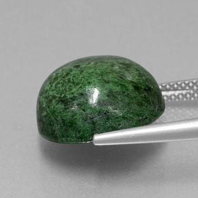 Maw-sit-sit verde natural 12,63ct, corte redondo, opaco