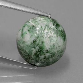 Maw-sit-sit verde natural 5,79ct, corte redondo, opaco