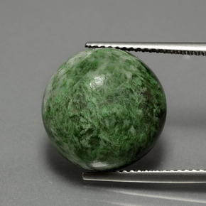 Maw-sit-sit verde natural 12,92ct, corte redondo, opaco