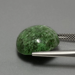 Maw-sit-sit verde natural 12,92ct, corte redondo, opaco
