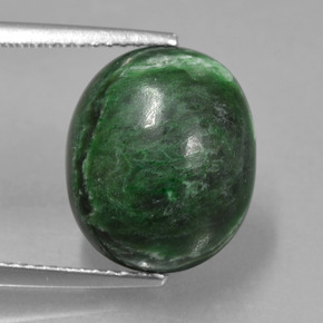 Maw-sit-sit verde profundo natural 8,70ct, corte oval, opaco