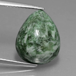 Maw-sit-sit verde terroso natural 6,89ct, formato de pêra, opaco