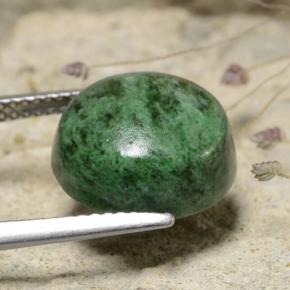 Maw-sit-sit verde natural 8,69ct, corte redondo, opaco