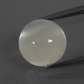 Pedra da lua branco natural 3,46ct, corte redondo, translúcido