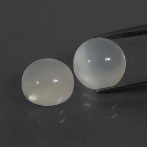 Pedras preciosas de pedra da lua branco natural de 5,22 ct, corte redondo, translúcido