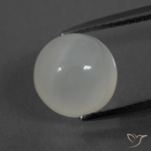 Pedra da lua branco natural 3,70ct, corte redondo, translúcido