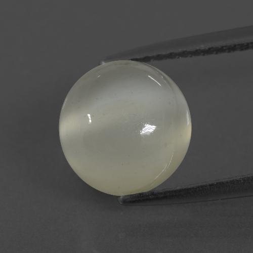 Pedra da lua branco natural 3,22ct, corte redondo, translúcido