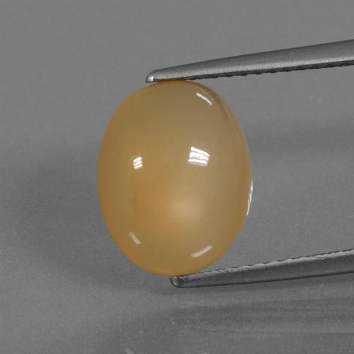 Pedra da lua dourado natural 3,84ct, corte oval, translúcido