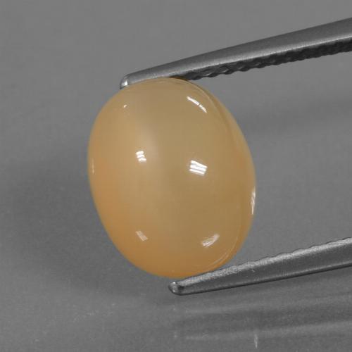 Pedra da lua dourado natural 4,18ct, corte oval, translúcido