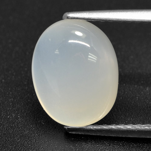 Pedra da lua branco natural 3,12ct, corte oval, translúcido