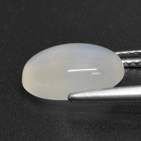 Pedra da lua branco natural 3,32ct, corte oval, translúcido