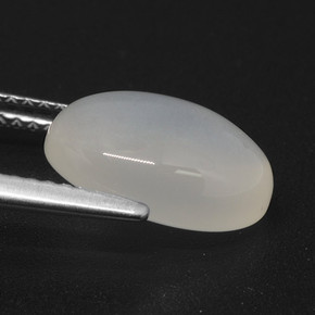 Pedra da lua branco natural 3,76ct, corte oval, translúcido