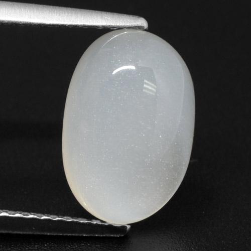 Pedra da lua branco natural 3,33ct, corte oval, translúcido