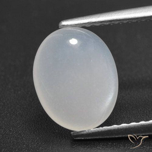Pedra da lua branco natural 2,16ct, corte oval, translúcido