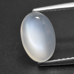 Pedra da lua branco natural 2,13ct, corte oval, translúcido