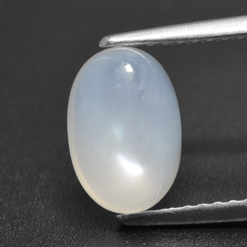 Pedra da lua branco natural 1,88ct, corte oval, translúcido