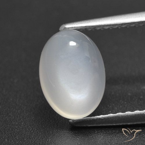 Pedra da lua branco natural 1,85ct, corte oval, translúcido