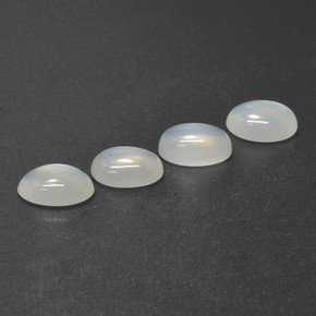 Pedras preciosas de pedra da lua branco natural de 4,56 ct, corte oval, translúcido