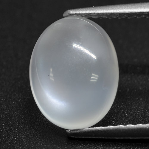 Pedra da lua branco natural 2,46ct, corte oval, translúcido
