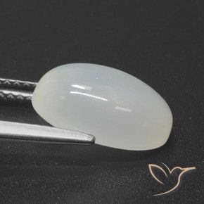 Pedra da lua branco natural 4,23ct, corte oval, translúcido