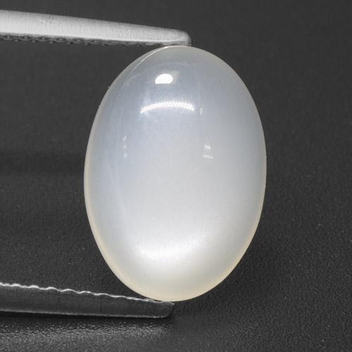 Pedra da lua branco natural 3,70ct, corte oval, translúcido