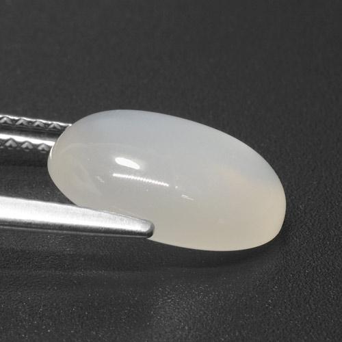 Pedra da lua branco natural 3,70ct, corte oval, translúcido