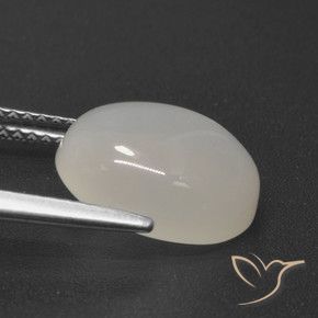 Pedra da lua branco natural 4,87ct, corte oval, translúcido