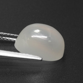 Pedra da lua branco natural 5,35ct, corte oval, translúcido