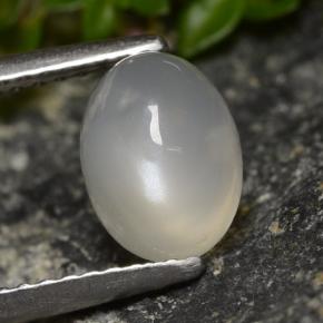 Pedra da lua branco natural 1,58ct, corte oval, translúcido