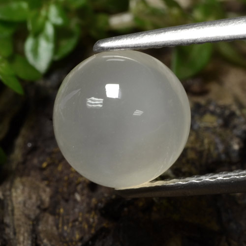 Pedra da lua branco natural 2,39ct, corte redondo, translúcido
