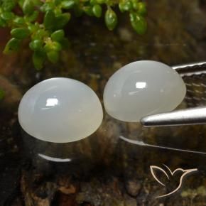 Pedras preciosas de pedra da lua branco natural de 3,27 ct, corte oval, translúcido