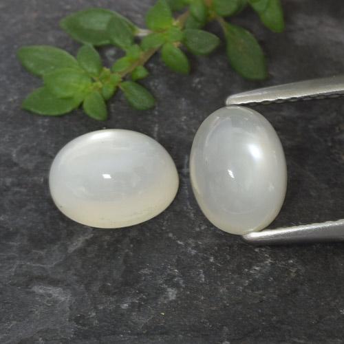 Pedras preciosas de pedra da lua branco natural de 3,32 ct, corte oval, translúcido