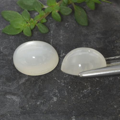 Pedras preciosas de pedra da lua branco natural de 3,32 ct, corte oval, translúcido