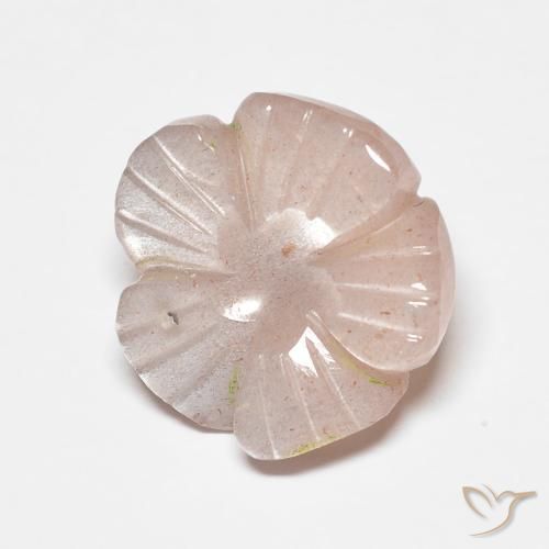 4.47ct Natural Rosa salmão Pedra da Lua, Flor cortada, Translúcido
