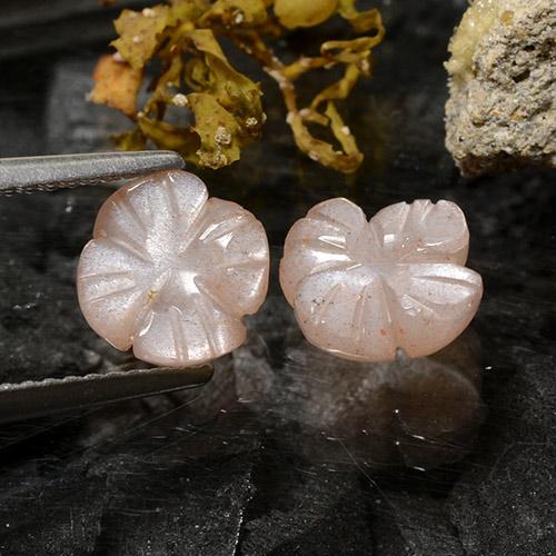 Pedras preciosas de pedra da lua marrom natural de 2,79 ct, corte flor, translúcido