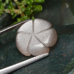 Pedra da lua laranja natural 6,41ct, corte flor, translúcido