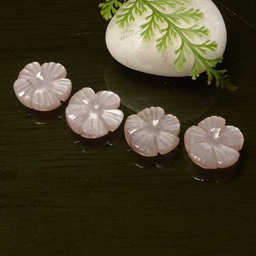 Pedras preciosas de pedra da lua rosa natural de 11,62 ct, corte flor, translúcido
