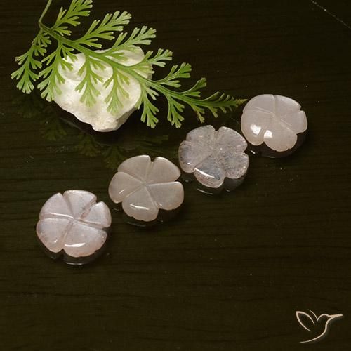 Pedras preciosas de Pedra da Lua pêssego laranja natural de 5.24 ct, Flor cortada, Translúcido