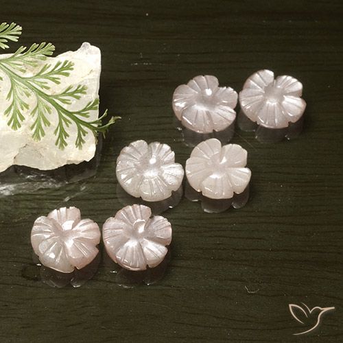 Pedras preciosas de pedra da lua rosa natural de 14,57 ct, corte flor, translúcido