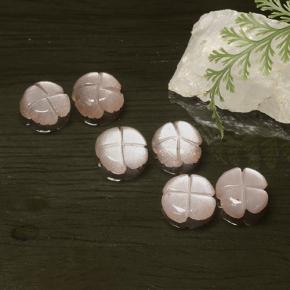 Pedras preciosas de pedra da lua rosa natural de 12,48 ct, corte flor, translúcido