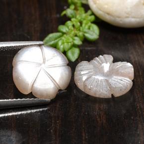Pedras preciosas de pedra da lua rosa natural de 6,64 ct, corte flor, translúcido