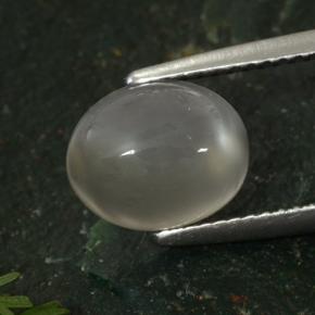 Pedra da lua cinza natural 3,50ct, corte oval, translúcido