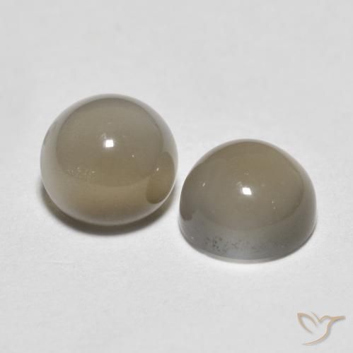 Pedras preciosas de Pedra da Lua Cinza muito claro natural de 1.12 ct, Redondo, Translúcido