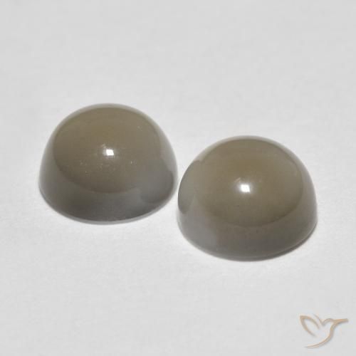 Pedras preciosas de Pedra da Lua Cinza muito claro natural de 1.12 ct, Redondo, Translúcido